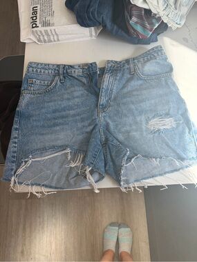 Forever 21 Light Blue Distressed Denim Cutoff Shorts